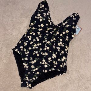 Shade & Shore Black Floral One Piece Swimsuit